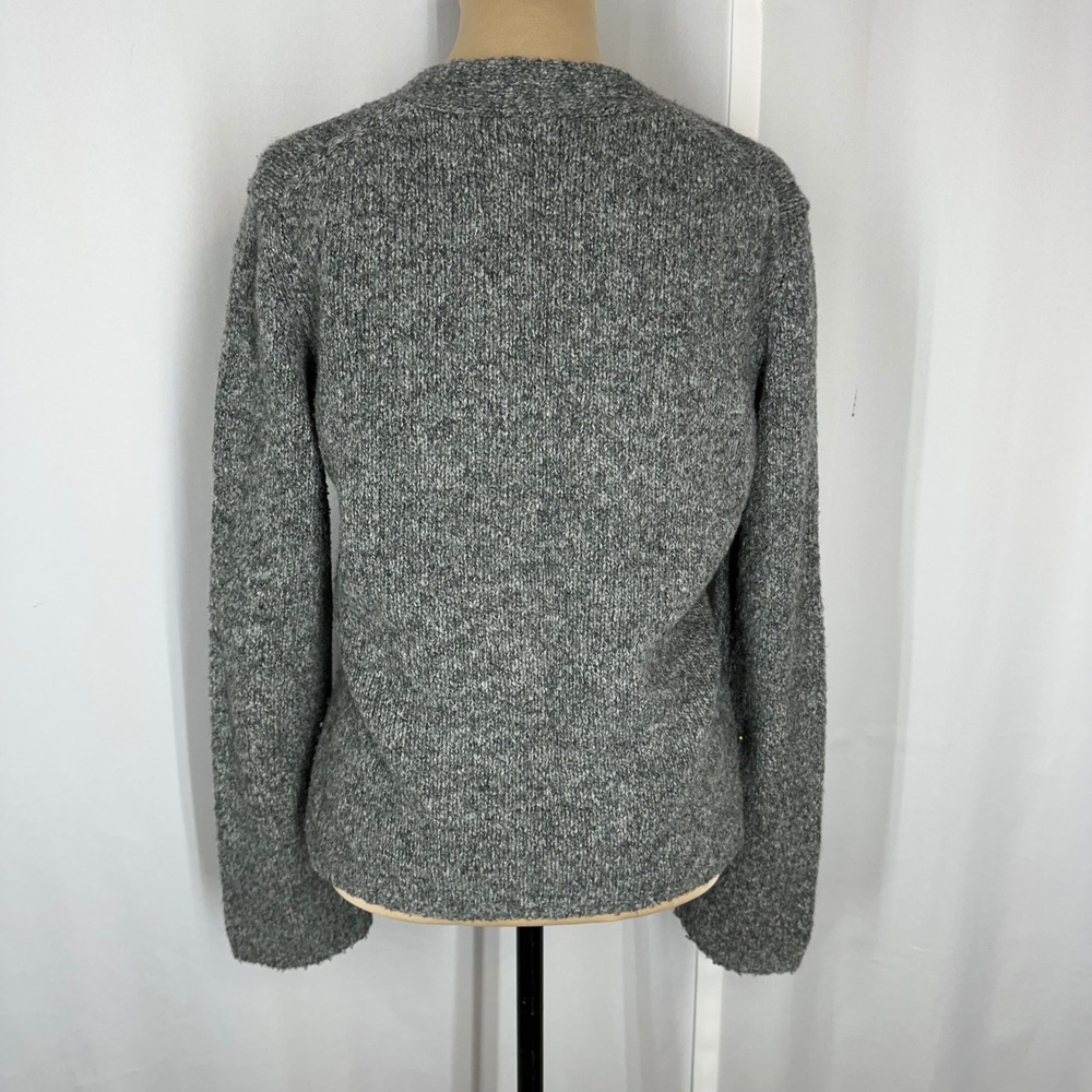 Vintage Y2K Ann Taylor LOFT Gray Merino Wool Blend V Neck Sweater M - Picture 4 of 10